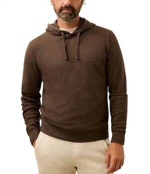 NEW FAHERTY legend sweater hoodie in valley brown twill